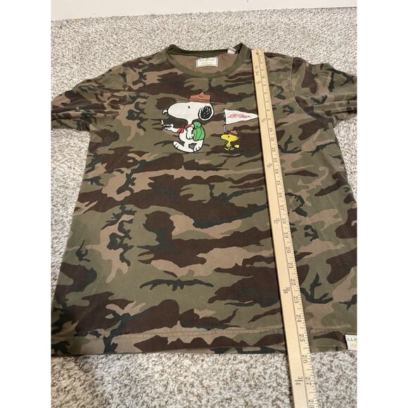 L.L. Bean X Peanuts Camouflage Snoopy Woodstock Long Sleeve Shirt Camo Sz S - Picture 7 of 9